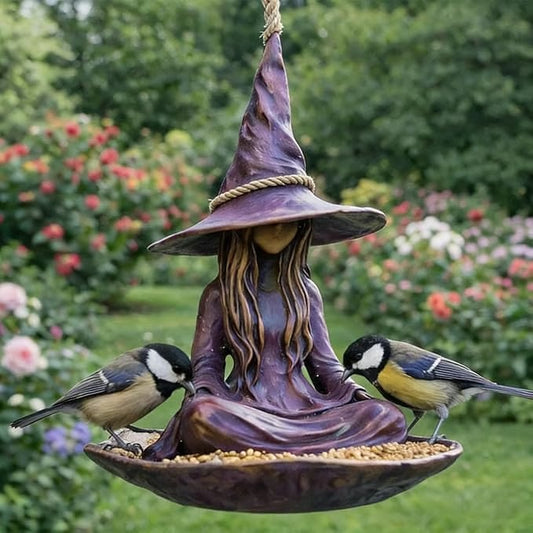 Meditating Witch Garden Bird Feeder